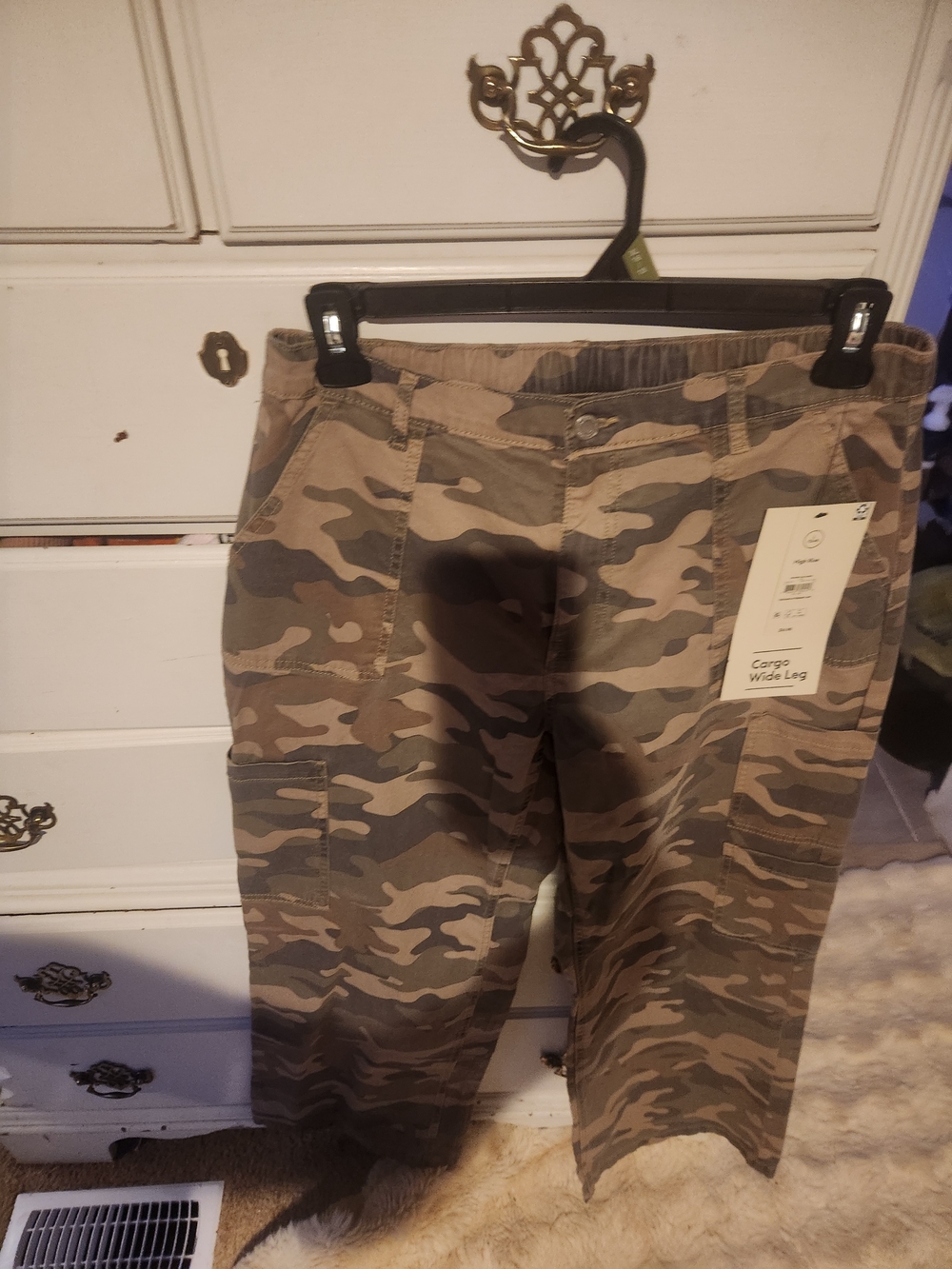 Camo Wide-Leg Cargo Pants - Olive/Tan